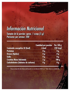 Creatina Monohidratada suplemento alimenticio Brutal Supplements con creatina sabor natural de 1 kg