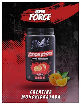 Creatina monohidratada suplemento alimenticio Brutal Supplements con creatina sabor naranja de 1 kg