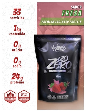 Premium isolated protein Madness Nutrition sabor fresa de 1 kg