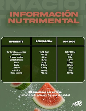 Pre-entreno Pre-boost BPN Pro con citrulina sabor sandia de 180 g