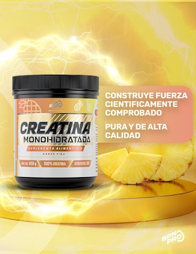 Creatina Monohidratada Micronizada BPN PRO con fórmula pura sabor piña de 450 g
