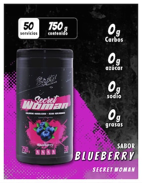 Secret woman Brutal Supplements con colágeno hidrolizado, ácido hialurónico sabor mora azul de 750 g