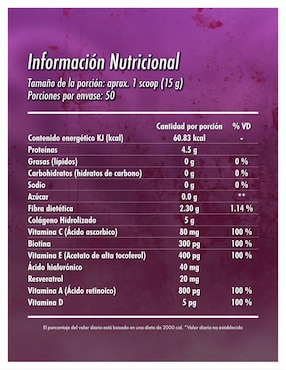 Secret woman Brutal Supplements con colágeno hidrolizado, ácido hialurónico sabor mora azul de 750 g