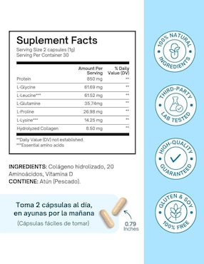 Advanced Joint Health Altagamma con colágeno hidrolizado con 20 aminoácidos sabor pescado de 60 cápsulas