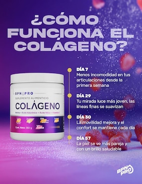 Colágeno Bpn Pro con Biotina, Ácido hialurónico, Ácido fólico y Vitamina C sabor fresa de 360 g