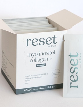 Myo Inositol Collagen + Reset Wellness con colágeno hidrolizado de 15 sobres