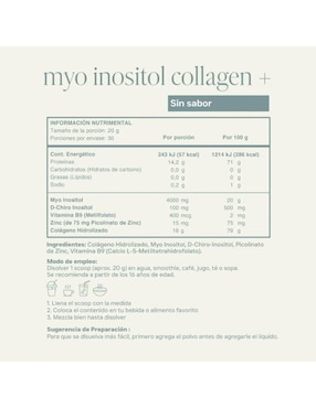 Myo Inositol Collagen + Reset Wellness con colágeno hidrolizado de 15 sobres
