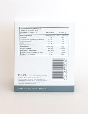 Myo Inositol Collagen + Reset Wellness con colágeno hidrolizado de 15 sobres