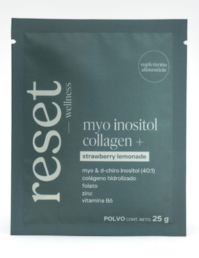 Myo Inositol Collagen + Reset Wellness con colágeno hidrolizado sabor limonada rosa de 15 sobres