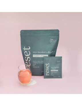 Myo Inositol Collagen + Reset Wellness con colágeno hidrolizado sabor limonada rosa de 15 sobres