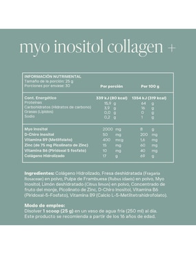 Myo Inositol Collagen + Reset Wellness con colágeno hidrolizado sabor limonada rosa de 15 sobres