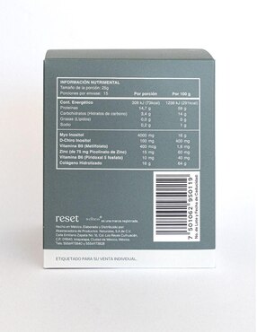 Myo Inositol Collagen + Reset Wellness con colágeno hidrolizado sabor limonada rosa de 15 sobres