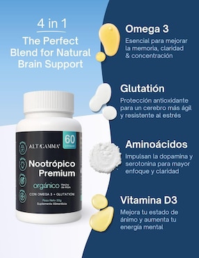 Nootrópico Clarity Complex Altagamma con colágeno hidrolizado con 20 aminoácidos sabor pescado de 60 cápsulas