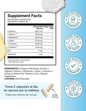Immune Support Altagamma con colágeno hidrolizado con 20 aminoácidos sabor pescado de 60 cápsulas
