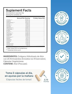 Amino Acids Complex Altagamma con colágeno hidrolizado con 20 aminoácidos sabor pescado de 60 cápsulas