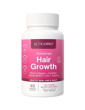 Hair Growth Altagamma con colágeno hidrolizado con 20 aminoácidos sabor pescado de 60 cápsulas