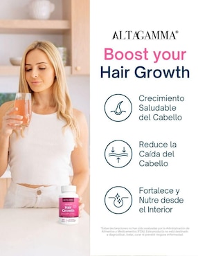 Hair Growth Altagamma con colágeno hidrolizado con 20 aminoácidos sabor pescado de 60 cápsulas