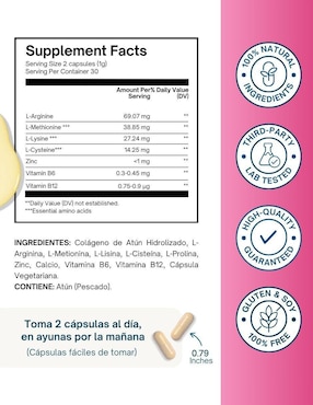 Hair Growth Altagamma con colágeno hidrolizado con 20 aminoácidos sabor pescado de 60 cápsulas