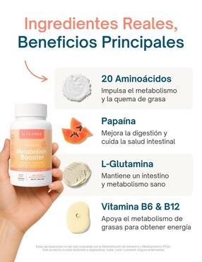 Premium Metabolism Booster Altagamma con L-Glutamina y Vitaminas sabor pescado de 60 cápsulas