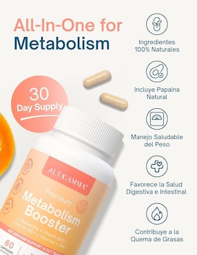 Premium Metabolism Booster Altagamma con L-Glutamina y Vitaminas sabor pescado de 60 cápsulas