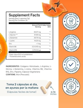 Premium Metabolism Booster Altagamma con L-Glutamina y Vitaminas sabor pescado de 60 cápsulas