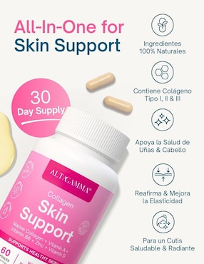 Collagen Skin Support Altagamma con colágeno hidrolizado sabor pescado de 60 cápsulas