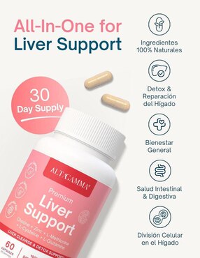 Premium Liver Support Altagamma con zinc sabor pescado de 60 cápsulas