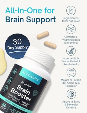 Premium Brain Booster Altagamma con vitamina B6 sabor pescado de 60 cápsulas