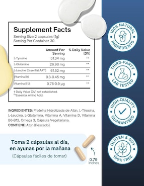 Premium Brain Booster Altagamma con vitamina B6 sabor pescado de 60 cápsulas