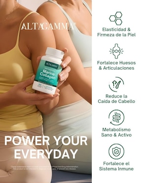 Marine collagen Altagamma con colágeno hidrolizado con 20 aminoácidos sabor pescado de 60 cápsulas