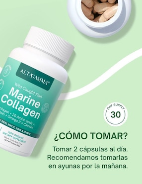 Marine collagen Altagamma con colágeno hidrolizado con 20 aminoácidos sabor pescado de 60 cápsulas