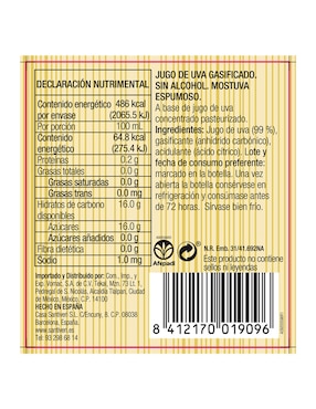 Jugo espumoso Santiveri sabor uva 750 ml