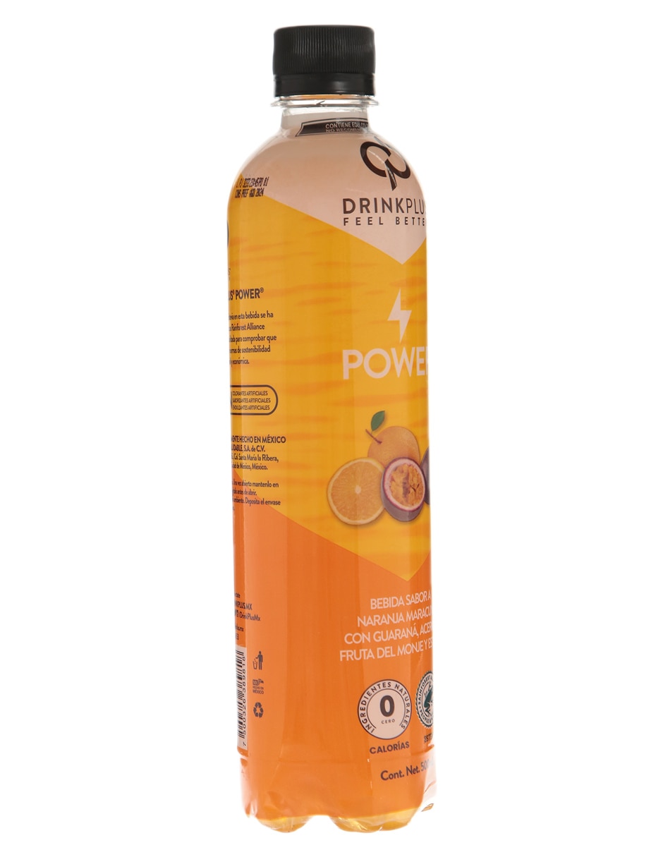 Agua Sabor Naranja y Maracuyá Power Drinkplus 500 ml 2