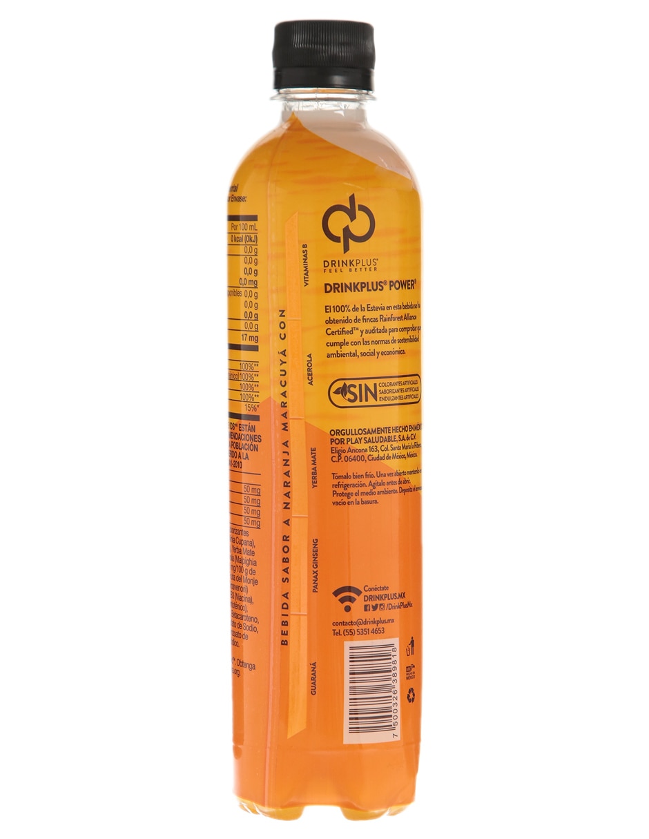 Agua Sabor Naranja y Maracuyá Power Drinkplus 500 ml 3