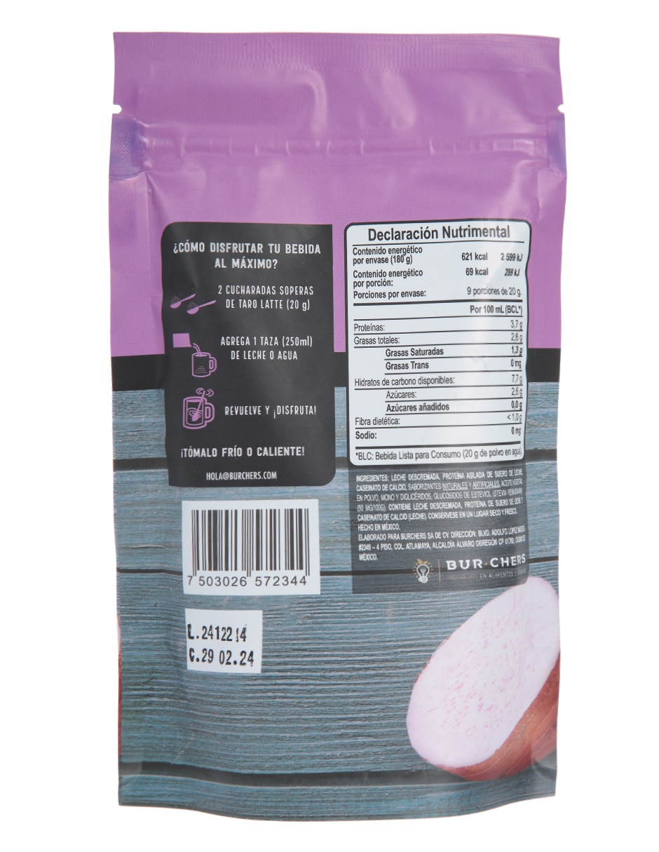 Bebida en polvo Taro Latte de taro 180 g 3