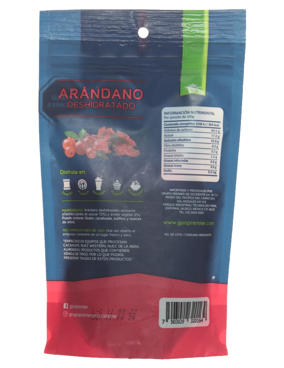 Arándano deshidratado 120 g 2