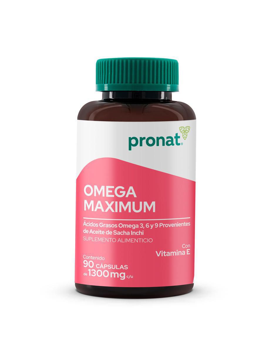 Suplemento Omega Maximum con omega 3 ,6 y 9, aceite de salmón, aceite de linaza y aceite de oliva extra virgen de 90 cápsulas