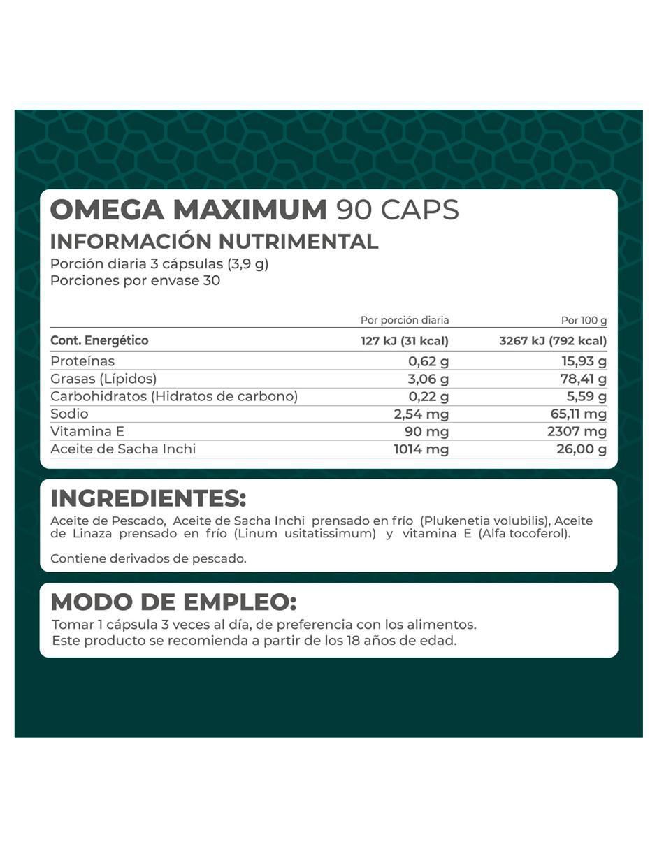 Suplemento Omega Maximum con omega 3 ,6 y 9, aceite de salmón, aceite de linaza y aceite de oliva extra virgen de 90 cápsulas 4