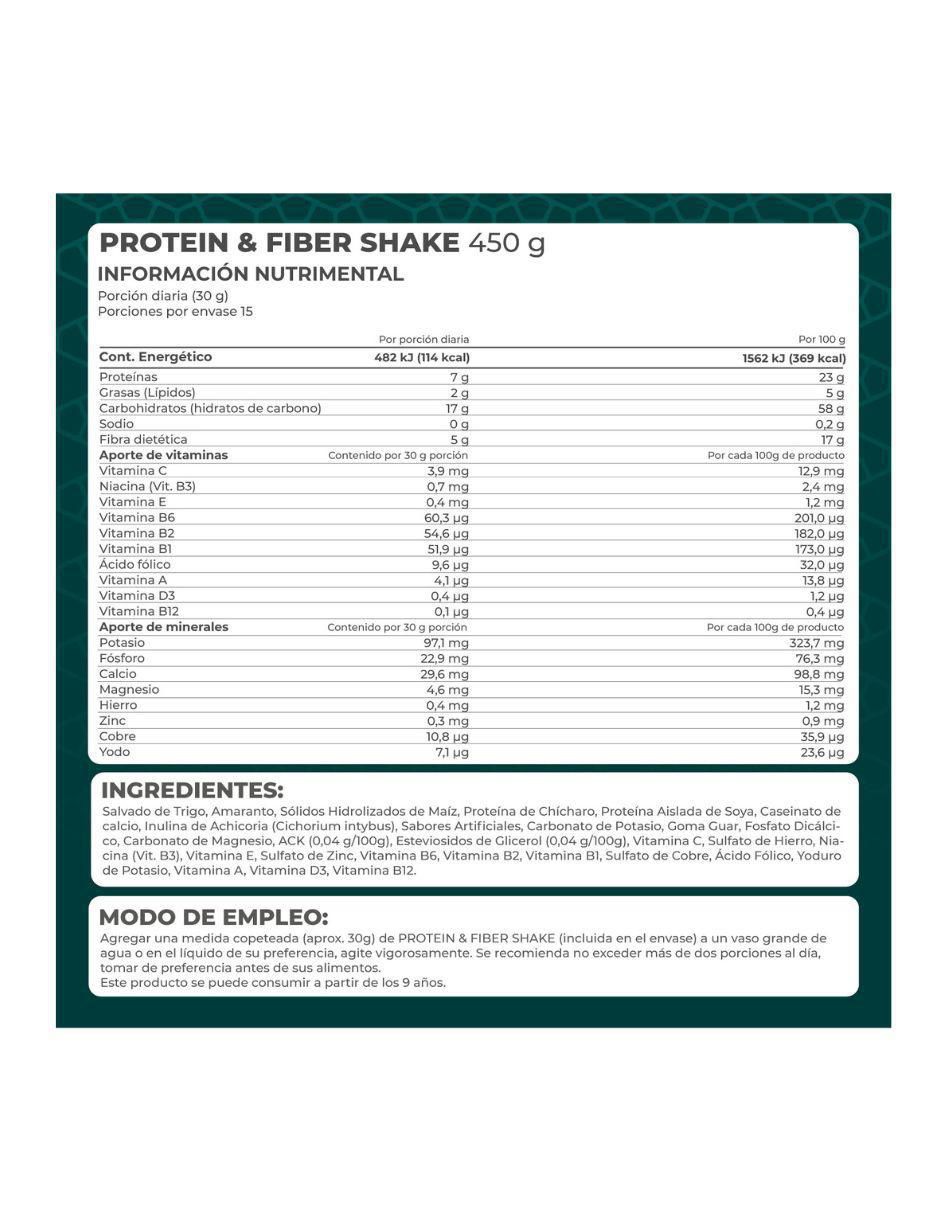 Suplemento Protein and Fiber Shake Pronat sabor manzana de 450 g 3
