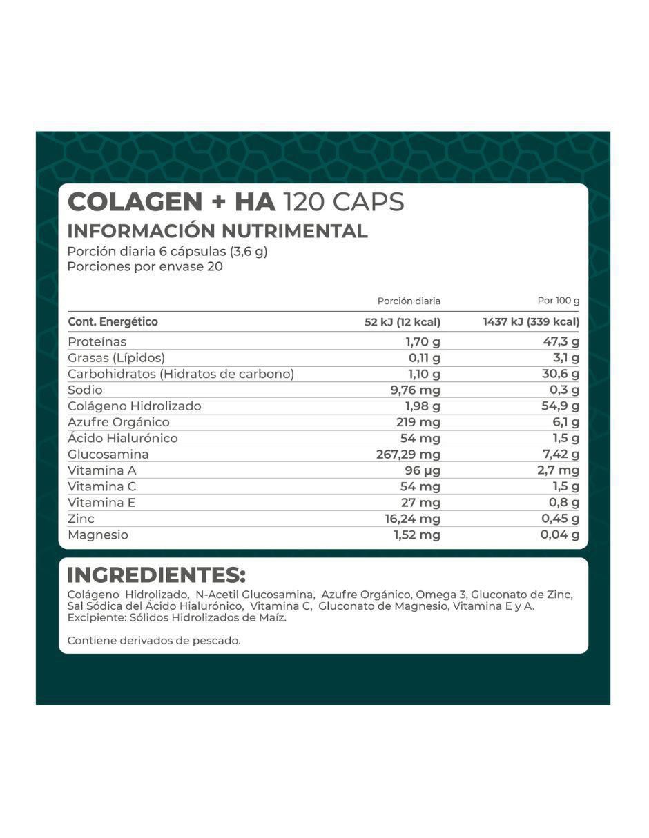 Suplemento Colagen + HA con colagéno hidrolizado 120 cápsulas 3