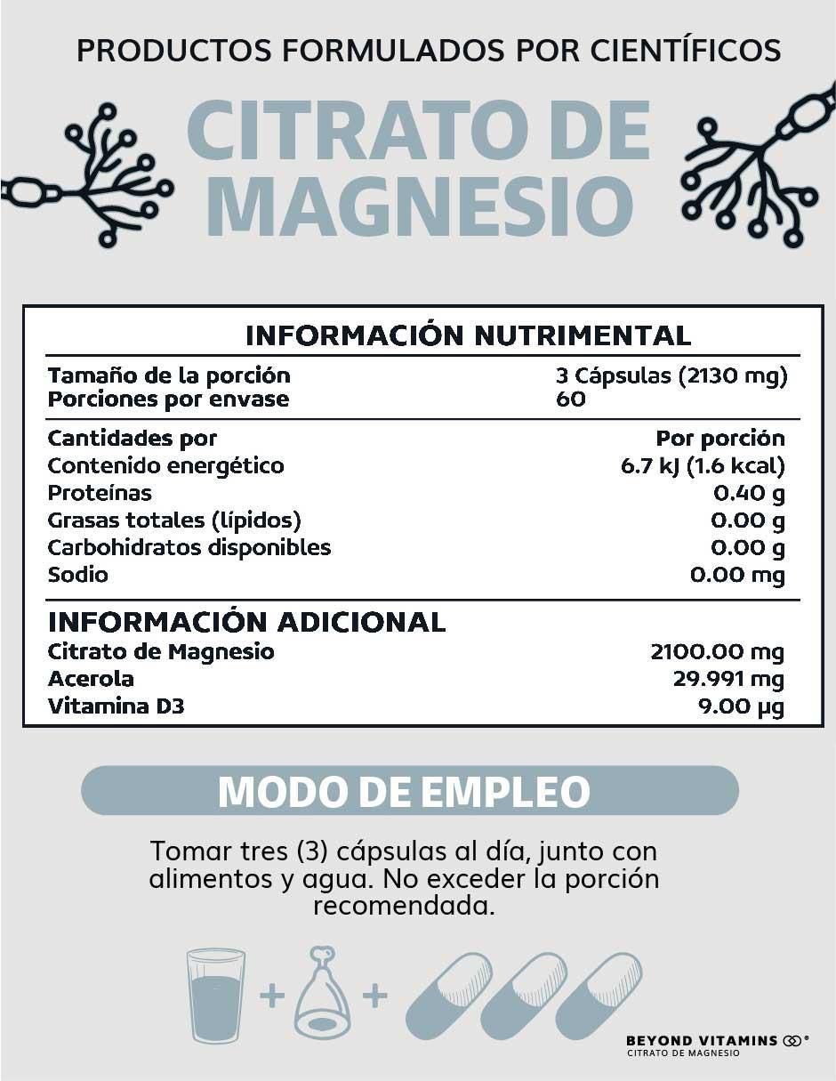 Citrato de magnesio 100% puro de 2100 mg con citrato de magnesio de 180 cápsulas 4