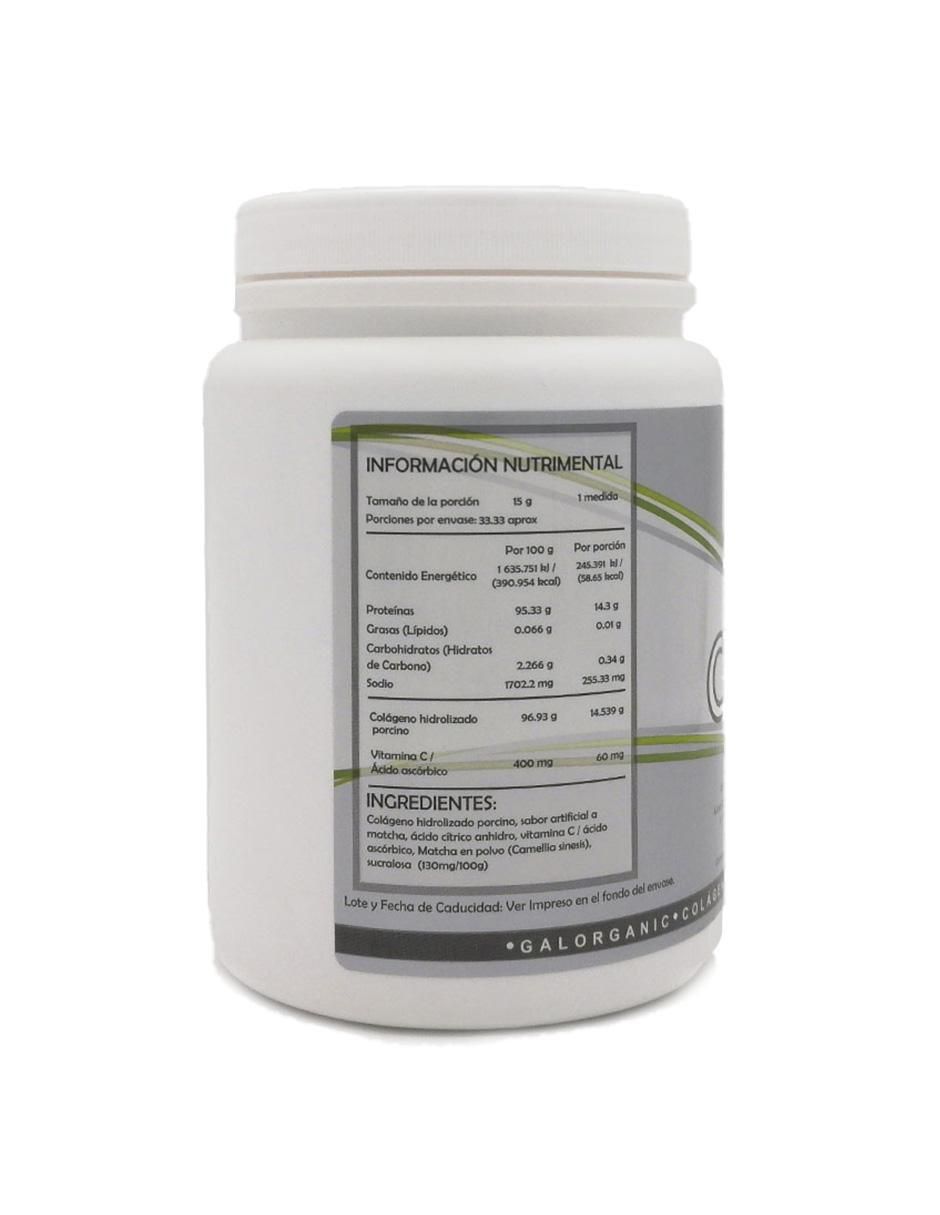 Colágeno Hidrolizado + Matcha + Vitamina C, con péptidos bioactivos sabor matcha