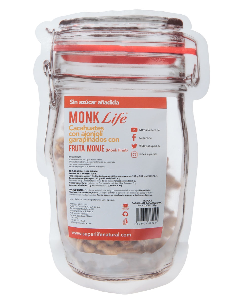 Cacahuate con ajonjolí garapiñados con fruta monje 150 g 2