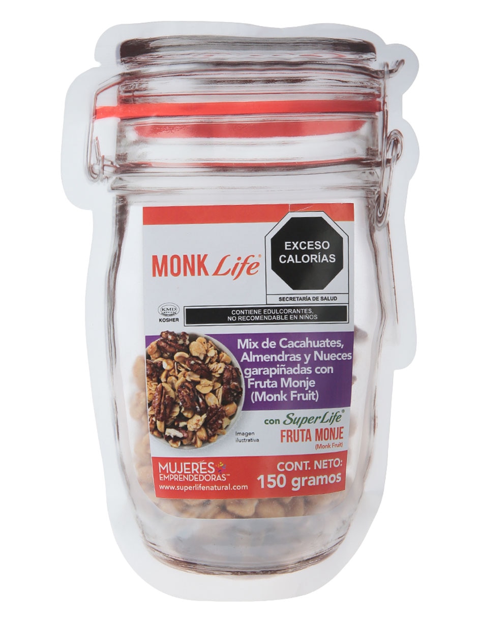 Mix de cacahuates, almendras y nueces garapiñadas con fruta monje 150 g