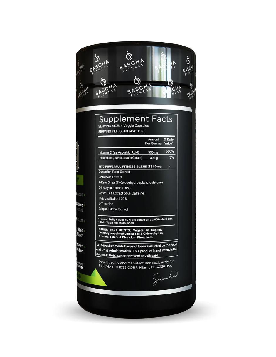 Fit 9 Sascha Fitness sabor té verde de 120 cápsulas 3
