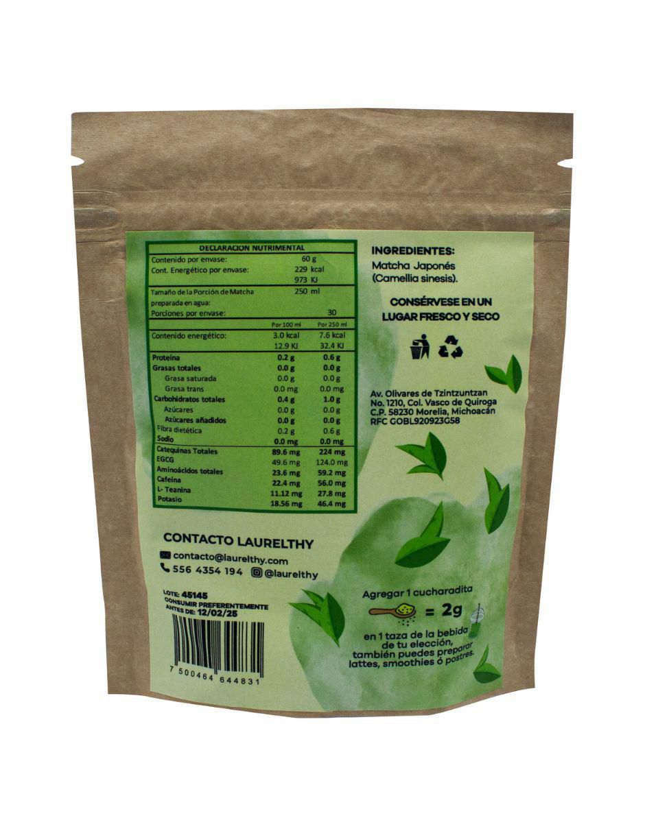 Bebida en polvo Matcha de origen Japonés Grado Premium 60 gr 2