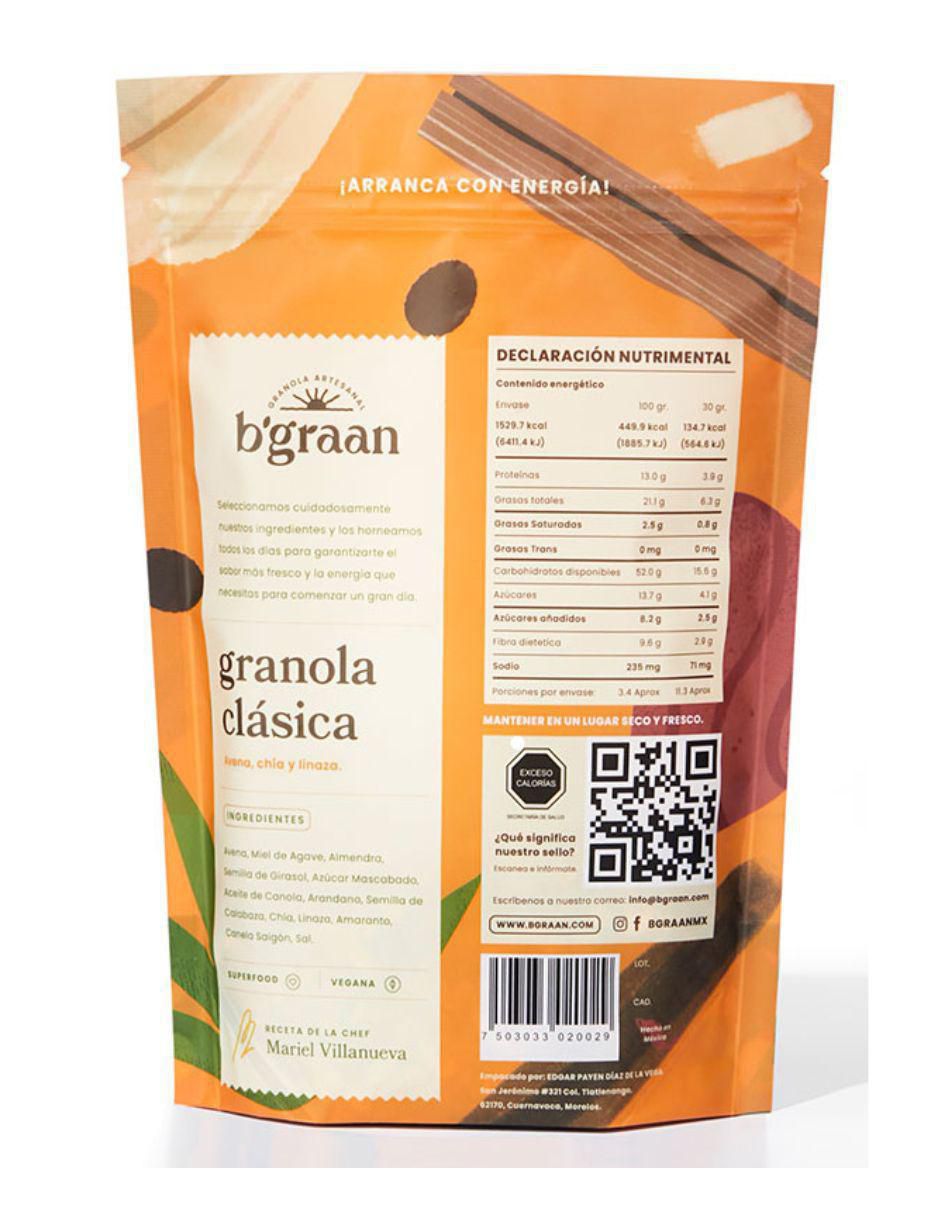 Cereal de granola clásica de 340 g B'graan 2