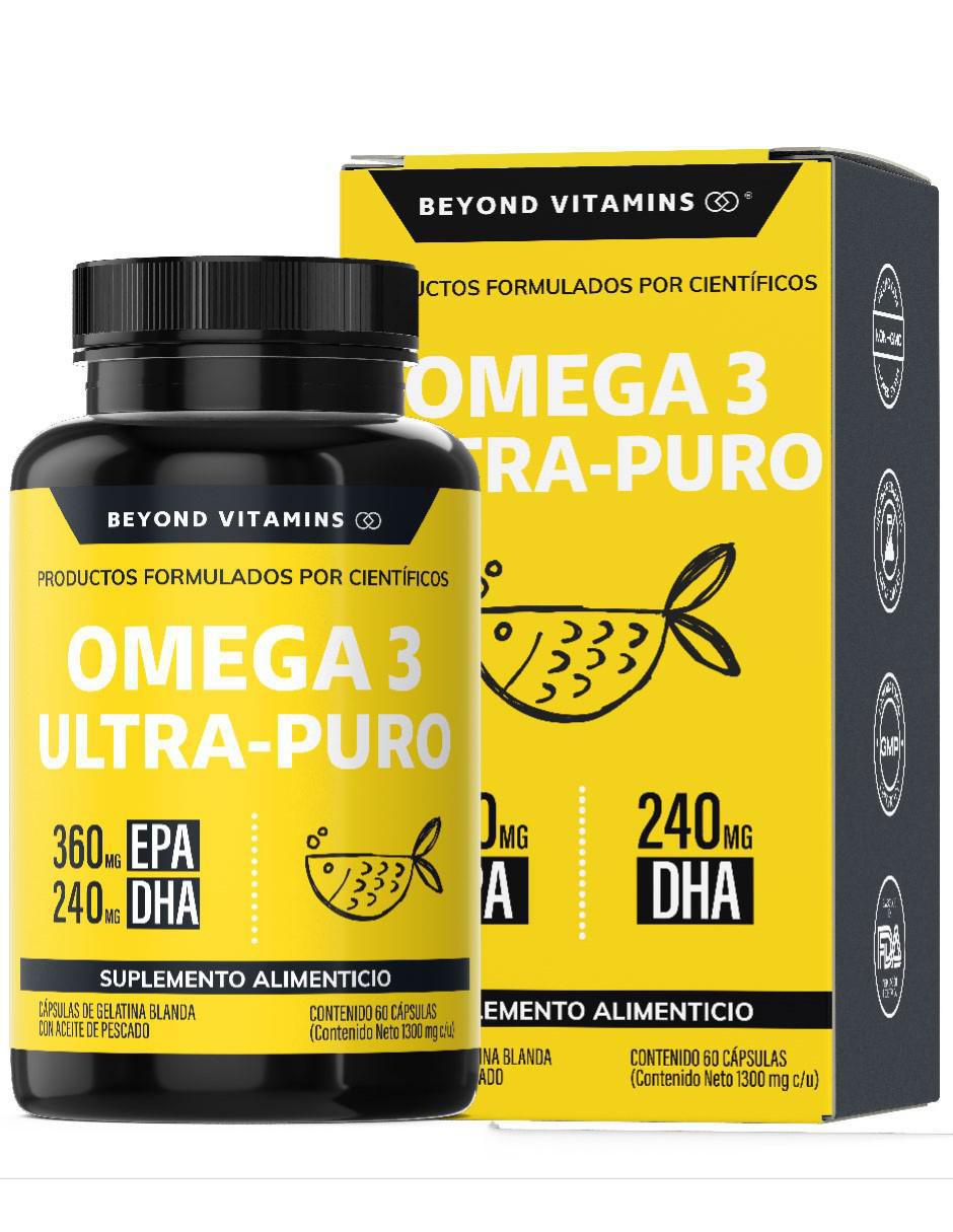 Omega 3 Ultra Puro aceite de pescado Beyond Vitamins sabor natural