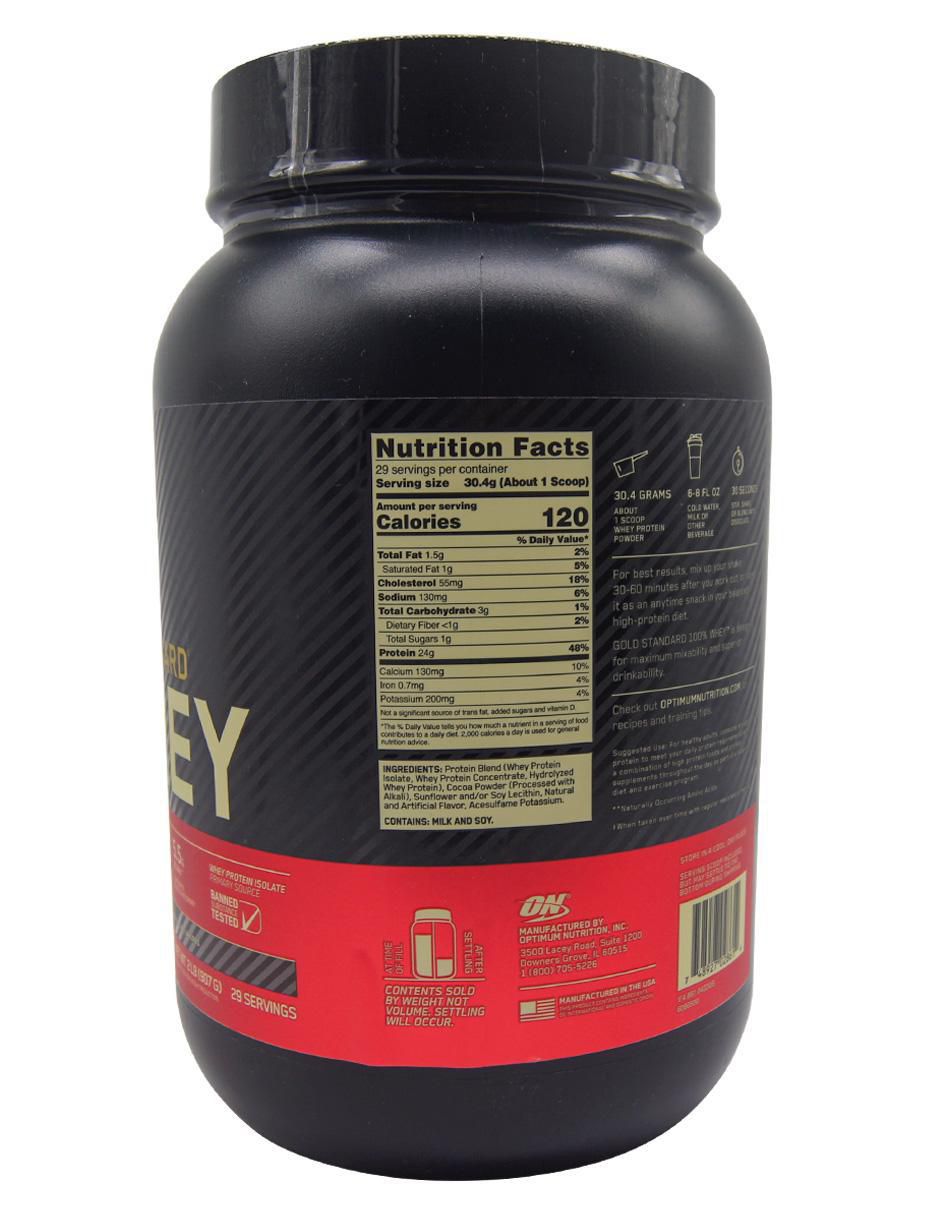 Gold Standard 100 % Whey Optimum Nutrition con proteína de suero de leche sabor doble chocolate 2