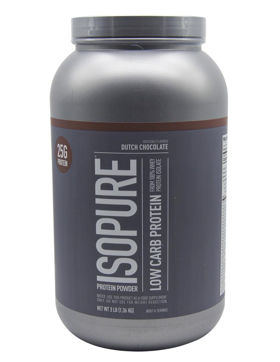 Low Carb Protein Dutch Isopure sabor chocolate y cocoa de 3 lb